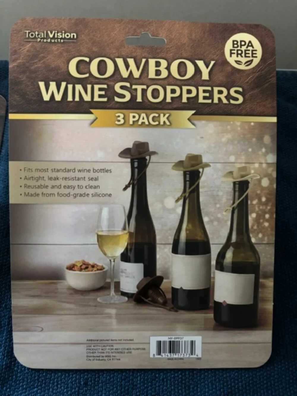 Cowboy Hat/Western Wine Stoppers Silicone BPA Free 3 Pack NEW